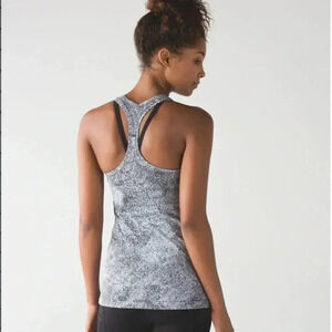 Lululemon Women Luon  Spray Jacquard White Black CRB Cool Racerback II Tank 4